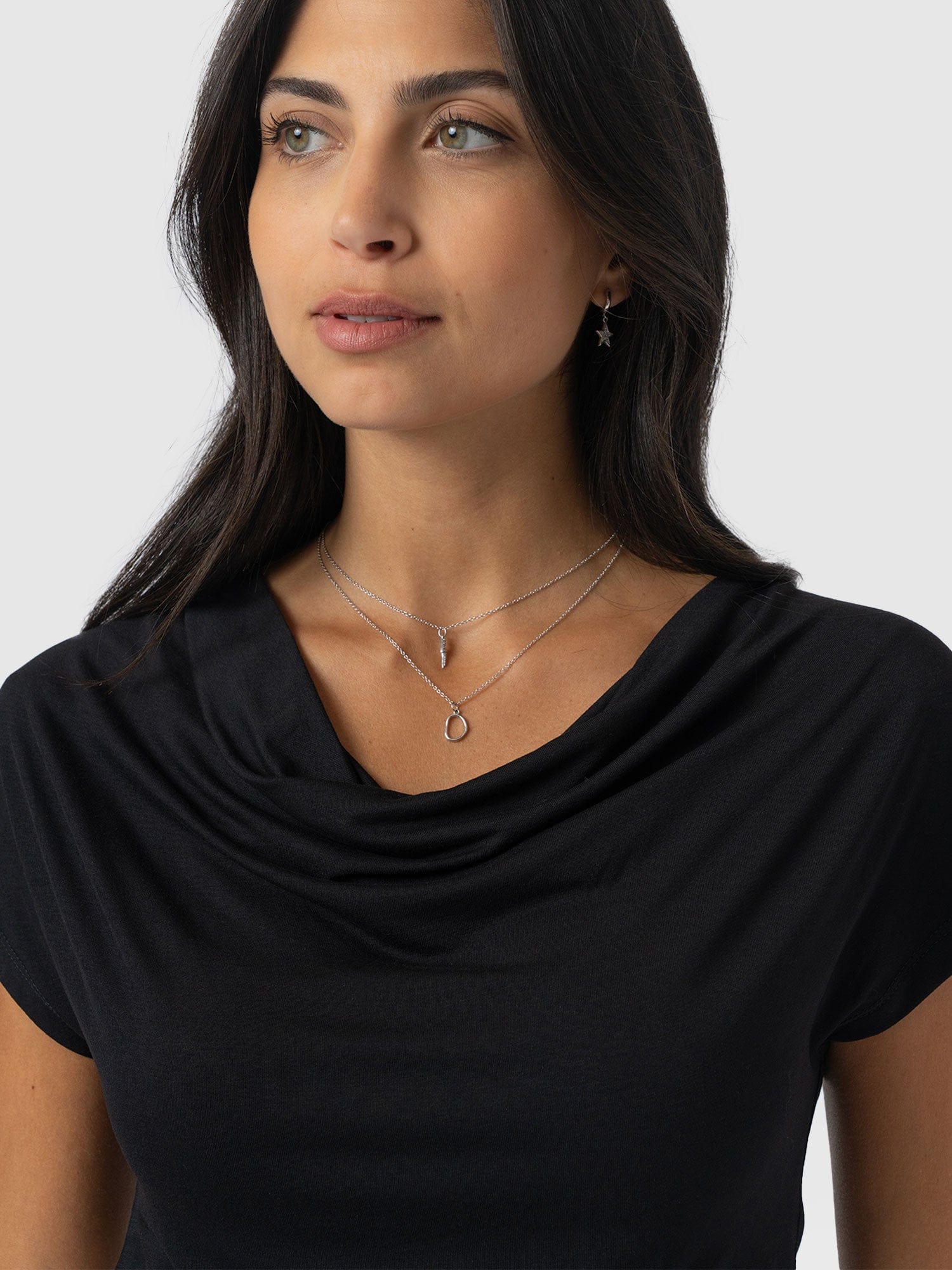 Cowl Neck Tee Black - Women's T-Shirts | Saint + Sofia® USA